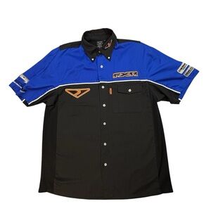 Men's Blue and Black Button-Up Shirt